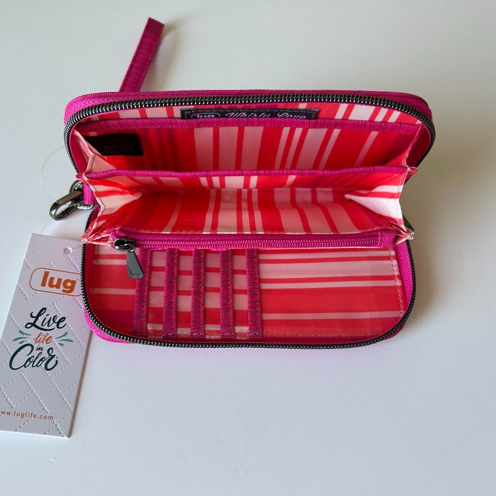 Lug Whirly Love RFID Wristlet Wallet Brushed Rosette Pink with Bubble Pink Love - Picture 8 of 11